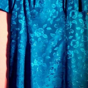 Turquoise Scalloped Neckline Design Dress